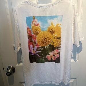 Zara Disney Mickey Mouse Floral Graphic T-Shirt Tee Oversized White Sz XL Women